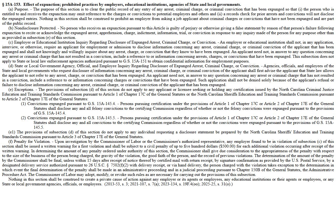 Halifax County criminal court records effect of expunction