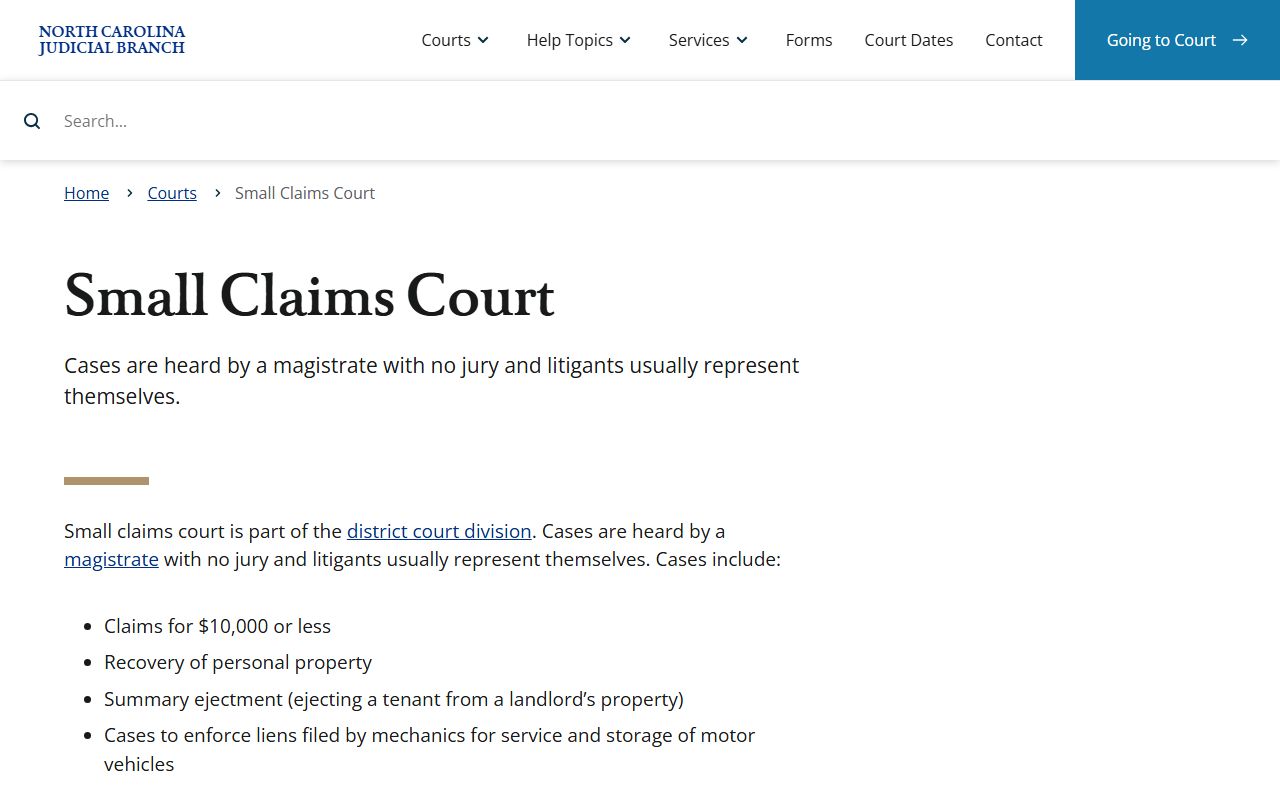 Halifax County Superior Court small claims and magistrate information