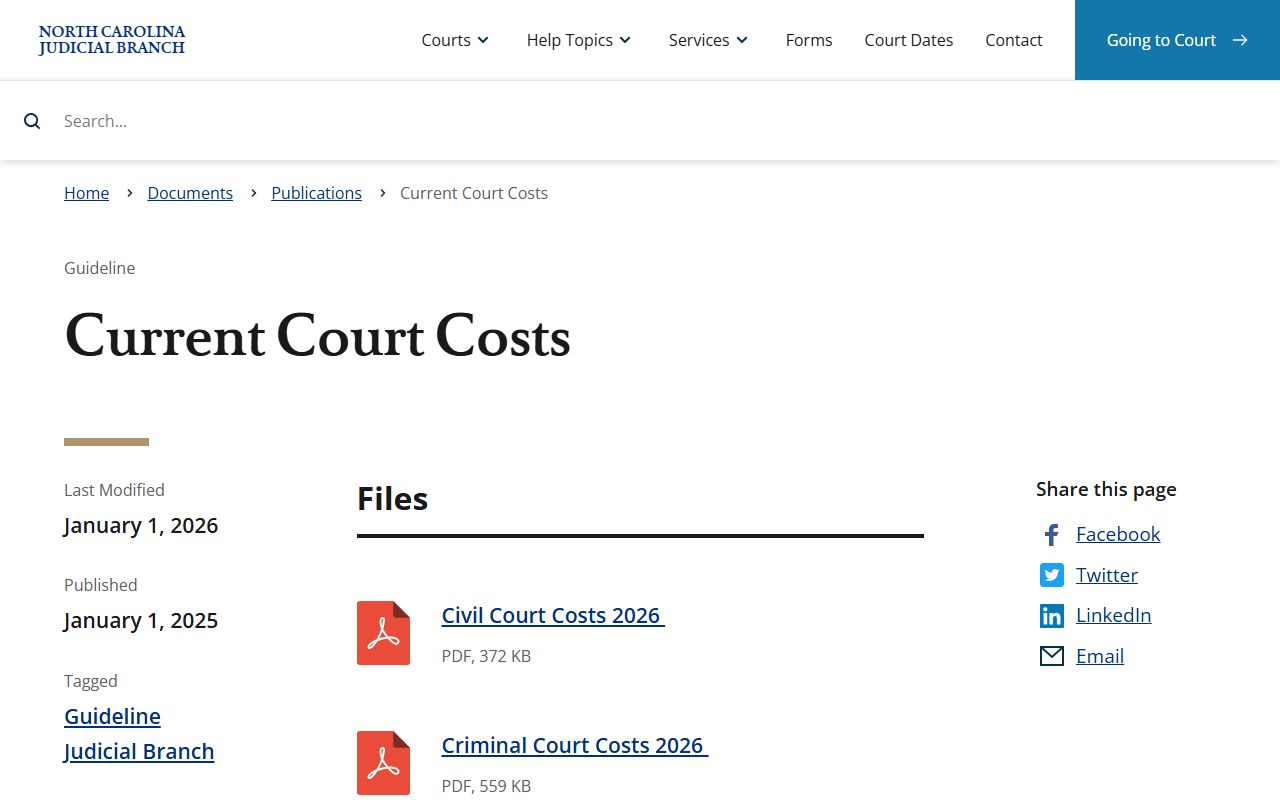 Halifax County probate records current statewide court costs