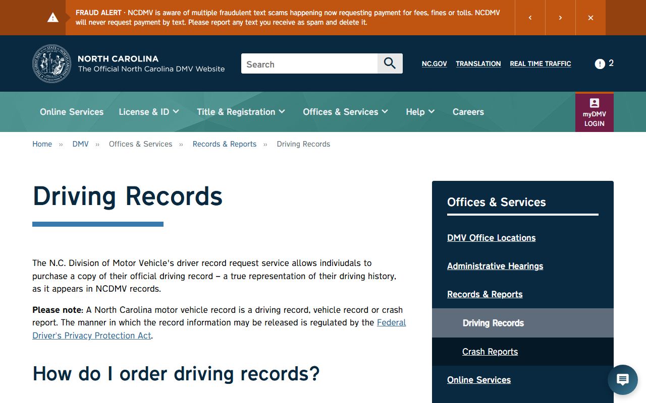 Halifax County traffic court records NCDMV driving records