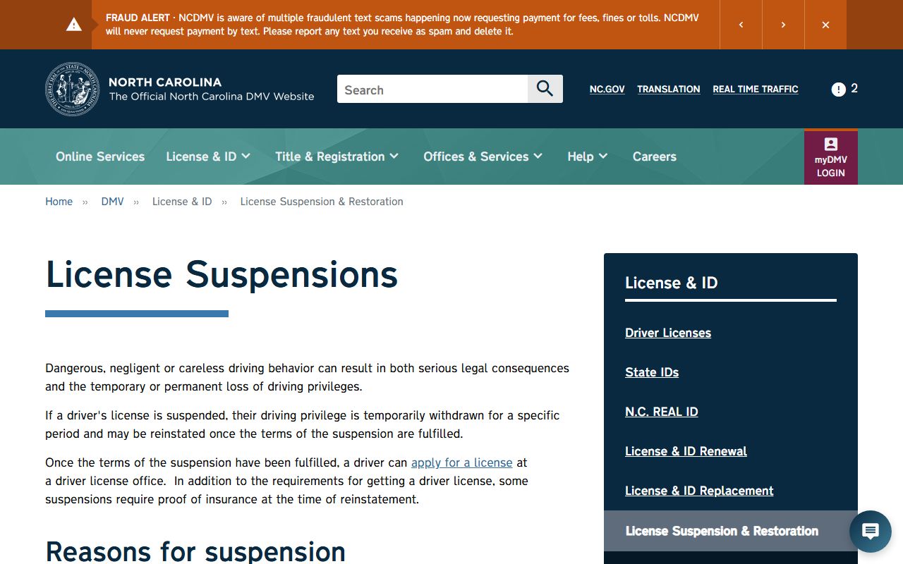 Halifax County traffic court records NCDMV license suspension information